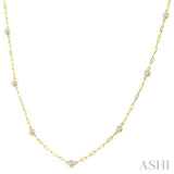 1/4 Ctw Bezel Set Round Cut Diamond Paperclip Station Necklace in 14K Yellow Gold