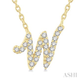 1/10 ctw Initial 'W' Round cut Diamond Pendant With Chain in 14K Yellow Gold
