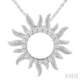 1/4 ctw Textured Sunburst Round Cut Diamond Fashion Pendant With Chain in 10K White Gold