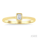 1/6 Ctw Petite Bezel Set Emerald Cut Diamond Fashion Ring in 10K Yellow Gold