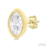 1/5 ctw Petite Bezel Set Marquise Cut Diamond Fashion Stud Earring in 10K Yellow Gold