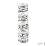 1/10 Ctw Bold Silver Ribbed Swirl Round Cut Diamond Pirouette Bold Half Hoop Earrings in Sterling Silver