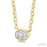 1/6 Ctw Petite East-West Bezel Set Oval Cut Diamond Fashion Pendant With Chain in 10K Yellow Gold