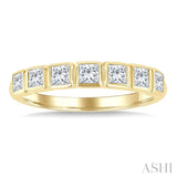 3/4 Ctw East-West Set Princess Cut Bezel Diamond Stackable Fashion Band in 14K Yellow Gold