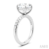 1/3 Ctw Oval Shape Round Cut Diamond Semi-Mount Engagement Ring in 14K White Gold