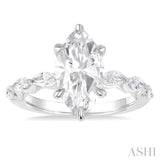 1 ctw Marquise Shape Marquise and Round Cut Diamond Semi Mount Engagement Ring in 14K White Gold