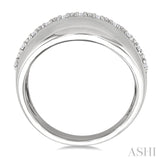 1/10 Ctw Bold Wide Center Round Cut Diamond Fashion Ring in Sterling Silver