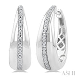 1/10 Ctw Bold Wide Round Cut Diamond Hoop Earrings in Sterling Silver
