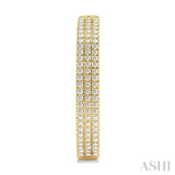 1/2 ctw Triple Row Pave Set Round Cut Diamond Fashion Hoop Earring in 14K Yellow Gold