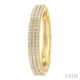 1/2 ctw Triple Row Pave Set Round Cut Diamond Fashion Hoop Earring in 14K Yellow Gold
