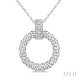 1/8 ctw Cable Chain Inspired Bold Weave Circle Round Cut Diamond Pendant With Chain in Sterling Silver