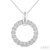 1/8 ctw Cable Chain Inspired Bold Weave Circle Round Cut Diamond Pendant With Chain in Sterling Silver