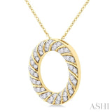 1/2 ctw Ribbed Swirl  Circle Round Cut Diamond Fashion Pendant With Chain in 10K Yellow Gold