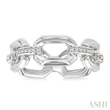 1/20 Ctw Bold Open Window Octagonal Shape D-Link Round Cut Diamond Ring in Sterling Silver