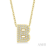 1/8 Ctw Bubble Accent Initial 'B' Round Cut Diamond Fashion Pendant With Chain in 10K Yellow Gold
