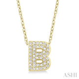 1/8 ctw Bubble Accent Initial 'B' Round Cut Diamond Fashion Pendant With Chain in 10K Yellow Gold
