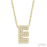 1/10 ctw Bubble Accent Initial 'E' Round Cut Diamond Fashion Pendant With Chain in 10K Yellow Gold