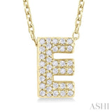 1/10 ctw Bubble Accent Initial 'E' Round Cut Diamond Fashion Pendant With Chain in 10K Yellow Gold