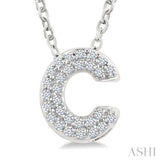 1/10 Ctw Initial 'C' Round Cut Diamond Fashion Pendant With Chain in 10K White Gold