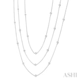 2 Ctw Bezel Set Round Cut Diamond 60-Inch Long Station Necklace in 14K White Gold