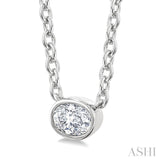 1/6 Ctw Petite East-West Bezel Set Oval Cut Diamond Fashion Pendant With Chain in 10K White Gold