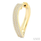 1/2 ctw Curvy Triple Row Round Cut Diamond Fashion Earring in 14K Yellow Gold