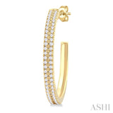 1/3 ctw Double Row Round Cut Diamond Fashion Half Hoop Earring in 14K Yellow Gold