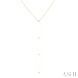 1/6 ctw Bezel Set 4-Stone Round Cut Diamond Y-Shape Lariat Station Necklace in 14K Yellow Gold