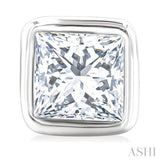 1/5 Ctw Petite Bezel Set Princess Cut Diamond Fashion Stud Earrings in 10K White Gold