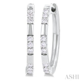 1/4 ctw  Sectioned Round Cut Diamond Fashion Hoop Earring in 14K White Gold