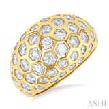 3 1/3 ctw Hexagon Round Cut Diamond Fashion Ring in 14K Yellow Gold