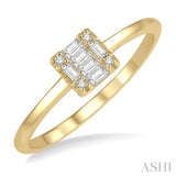 1/8 ctw Square Shape Baguette and Round Cut Diamond Petite Fashion Ring in 10K Yellow Gold