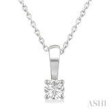 1/6 ctw Prong Set Round Cut Diamond Solitaire Pendant With Chain in 14K White Gold