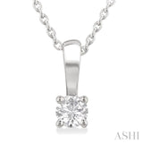 1/6 ctw Prong Set Round Cut Diamond Solitaire Pendant With Chain in 14K White Gold