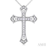 1/4 ctw Cross Round Cut Diamond Fashion Pendant With Chain in 14K White Gold
