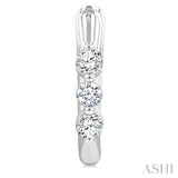 1/3 Ctw 3-Stone Round Cut Diamond Fashion Hoop Earrings in 14K White Gold