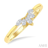 1/5 Ctw Marquise Cut Diamond Half Flower Motif Chevron Ring in 14K Yellow Gold