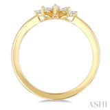 1/5 Ctw Marquise Cut Diamond Half Flower Motif Chevron Ring in 14K Yellow Gold
