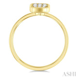 1/6 Ctw Petite Bezel Set Emerald Shape Fusion Baguette and Round Cut Diamond Fashion Ring in 10K Yellow Gold