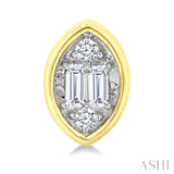1/5 Ctw Petite Bezel Set Marquise Shape Fusion Baguette and Round Cut Diamond Fashion Stud Earrings in 10K Yellow Gold