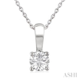 1/2 ctw Prong Set Round Cut Diamond Solitaire Pendant With Chain in 14K White Gold