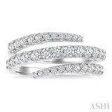 1 Ctw Spiral Round Cut Diamond Fashion Open Wrap Band in 14K White Gold