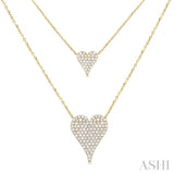 3/4 Ctw 2-Layered Heart Shape Round Cut Diamond Fashion Necklace in 14K Yellow Gold