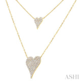3/4 Ctw 2-Layered Heart Shape Round Cut Diamond Fashion Necklace in 14K Yellow Gold