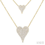 3/4 Ctw 2-Layered Heart Shape Round Cut Diamond Fashion Necklace in 14K Yellow Gold