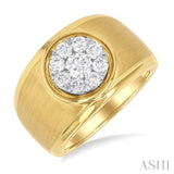 1.00 ctw Circular Wide Shank Lovebright Round Cut Diamond Men's Ring in 10K Yellow and White Gold