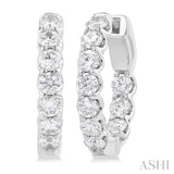 2.00 ctw Inside-Out Embellished Round Cut Diamond Hoop Earrings in 14K White Gold