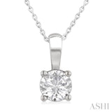 3/4 ctw Prong Set Round Cut Diamond Solitaire Pendant With Chain in 14K White Gold