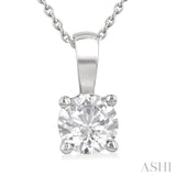 1.00 ctw Prong Set Round Cut Diamond Solitaire Pendant With Chain in 14K White Gold