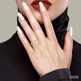 1/4 ctw Bypass Wide Split Leaf Pattern Round Cut Diamond Lightweight Open Fashion Ring in 10K Yellow Gold